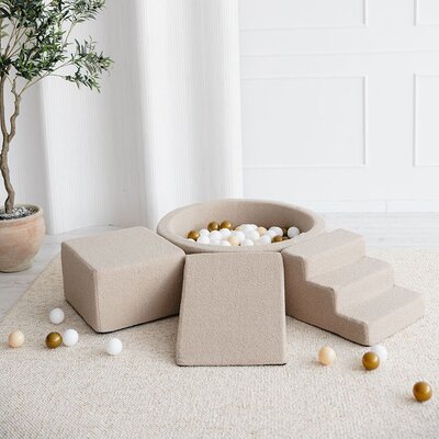 Foam speelset Boucle (3 stuks) + ballenbad 90x30 + 200 ballen Beige