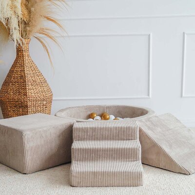 Foam speelset Velvet Rib (3 stuks) + ballenbad 90x30 + 200 ballen Beige