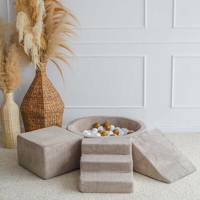 Foam speelset Velvet Rib (3 stuks) + ballenbad 90x30 + 200 ballen Beige