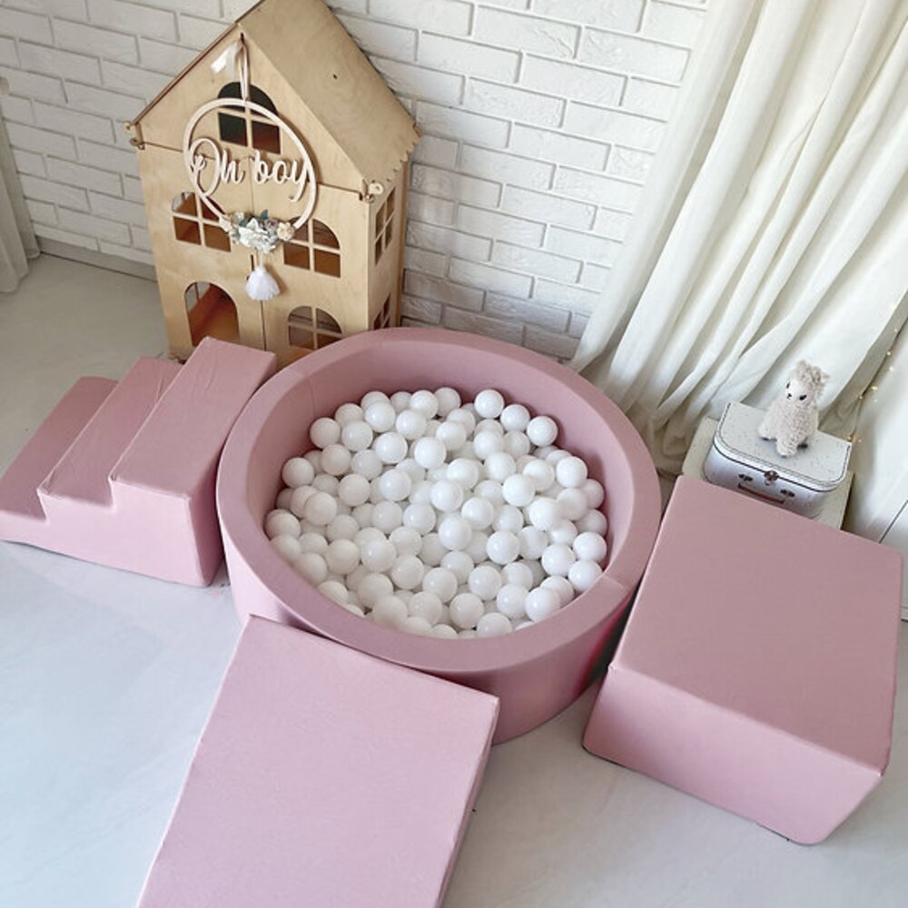 Foam speelset katoen (3st) + ballenbad 90x30 + 200 ballen Pink