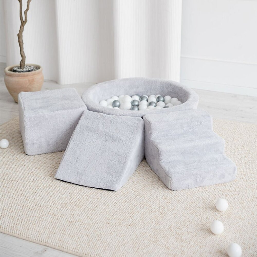 Foam speelset Teddy (3 stuks) + ballenbad 90x30 + 200 ballen Grey