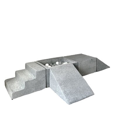 Foam speelset Soft Velvet (5 stuks) + ballenbad 65x35x30 + 100 ballen Grey
