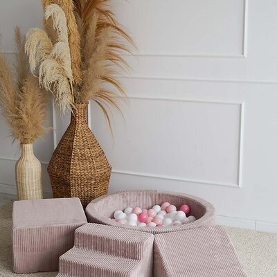 Foam speelset Velvet Rib (3 stuks) + ballenbad 90x30 + 200 ballen Dark pink