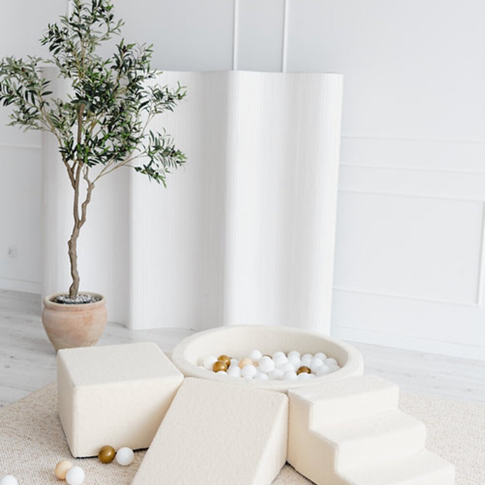 Foam speelset Boucle (3 stuks) + ballenbad 90x30 + 200 ballen Creme