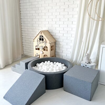 Foam speelset katoen (3st) + ballenbad 90x30 + 200 ballen Grey