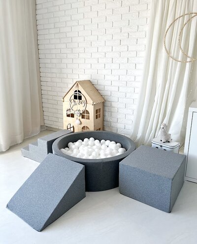 Foam speelset katoen (3st) + ballenbad 90x30 + 200 ballen Grey