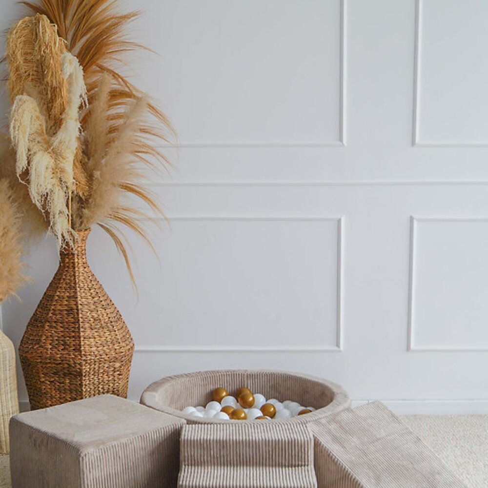 Foam speelset Velvet Rib (3 stuks) + ballenbad 90x30 + 200 ballen Beige