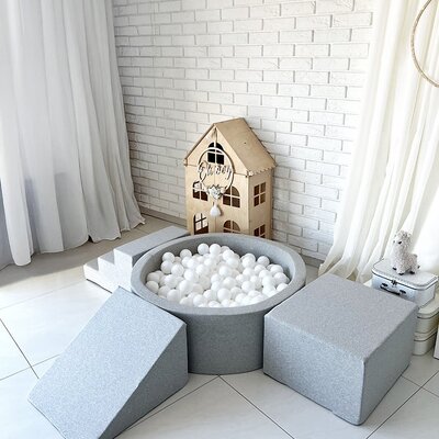 Foam speelset katoen (3st) + ballenbad 90x30 + 200 ballen Light Grey