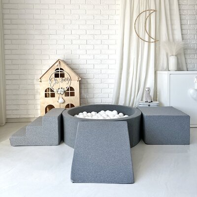 Foam speelset katoen (3st) + ballenbad 90x30 + 200 ballen Grey