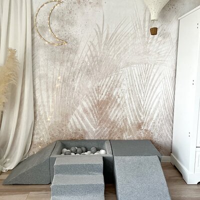 Foam speelset Soft Velvet (5 stuks) + ballenbad 65x35x30 + 100 ballen Grey