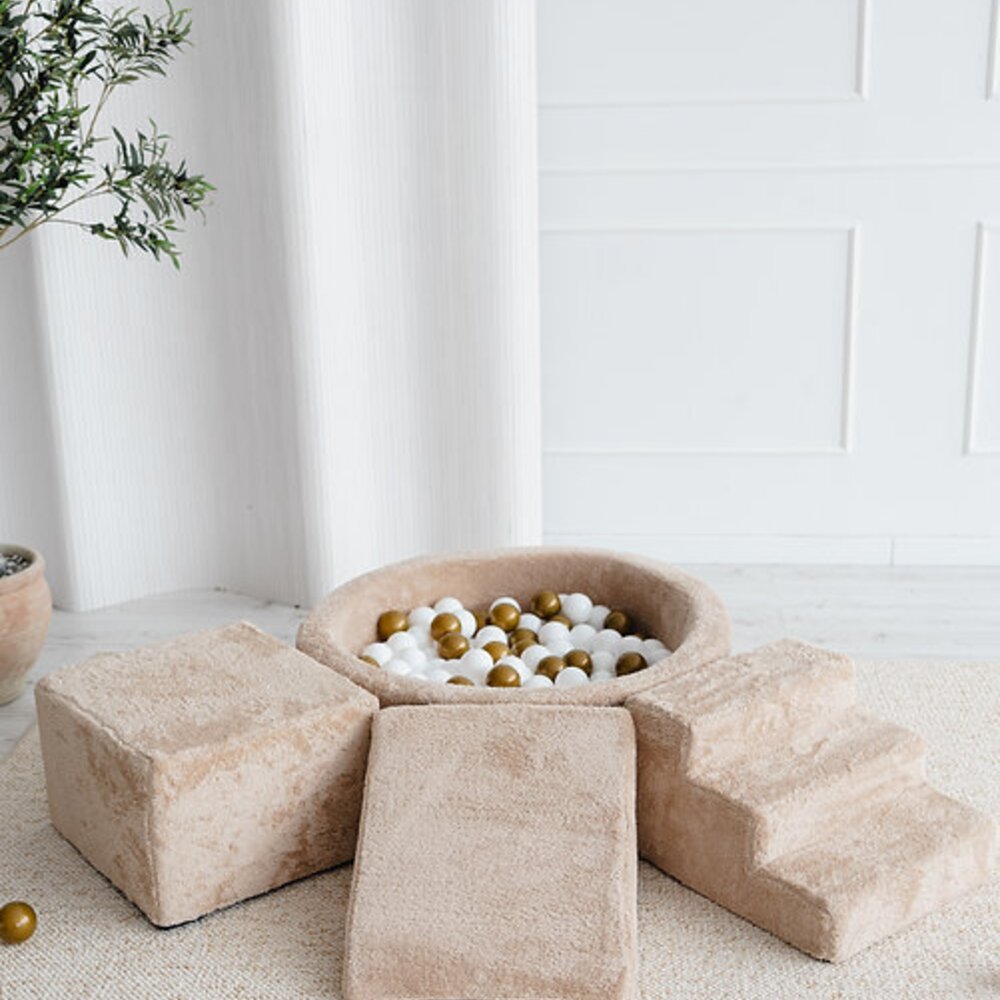 Foam speelset Teddy (3 stuks) + ballenbad 90x30 + 200 ballen Beige