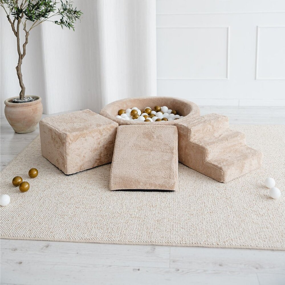 Foam speelset Teddy (3 stuks) + ballenbad 90x30 + 200 ballen Beige