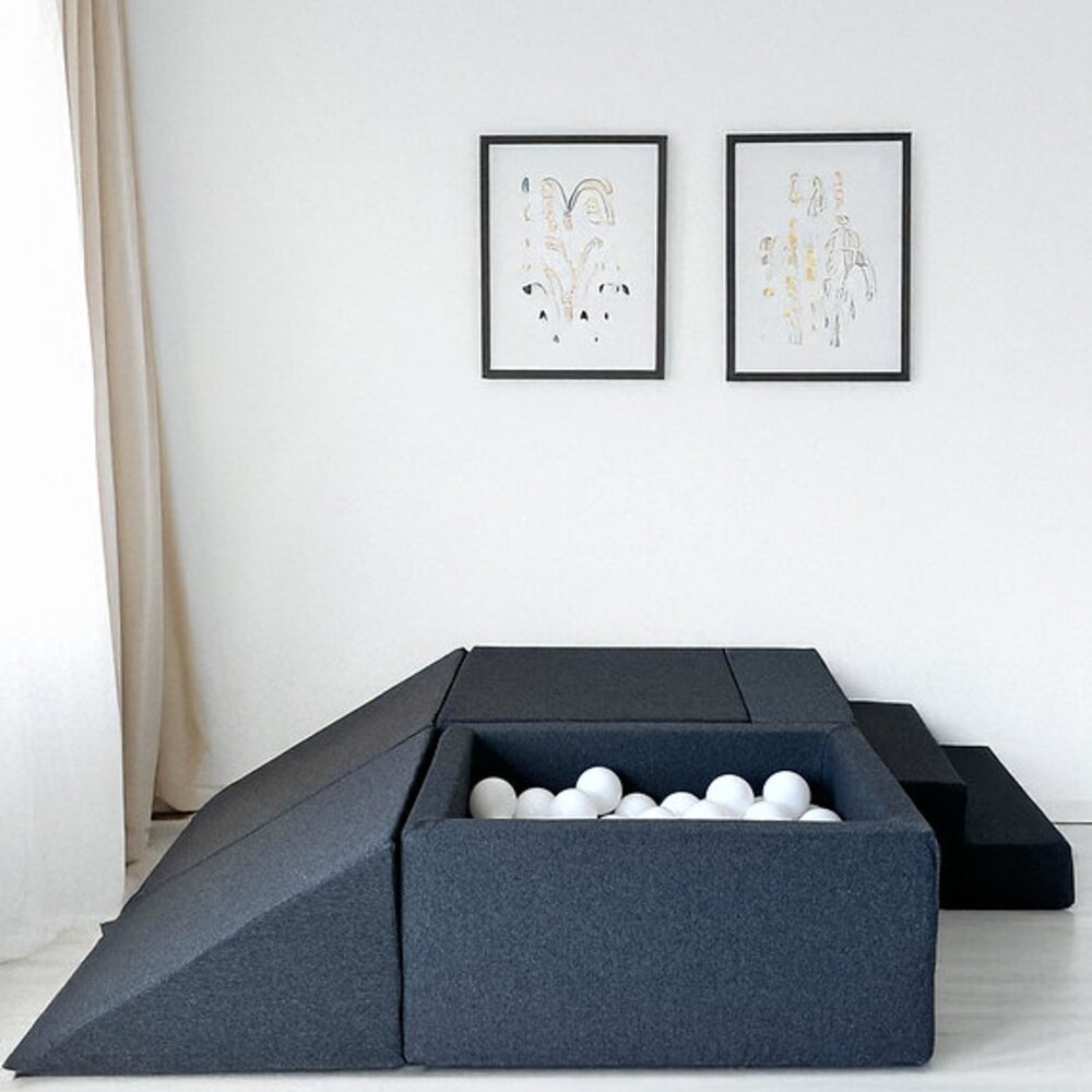 Foam speelset katoen (5 st) + ballenbad 65x35x30 + 100 ballen Graphite