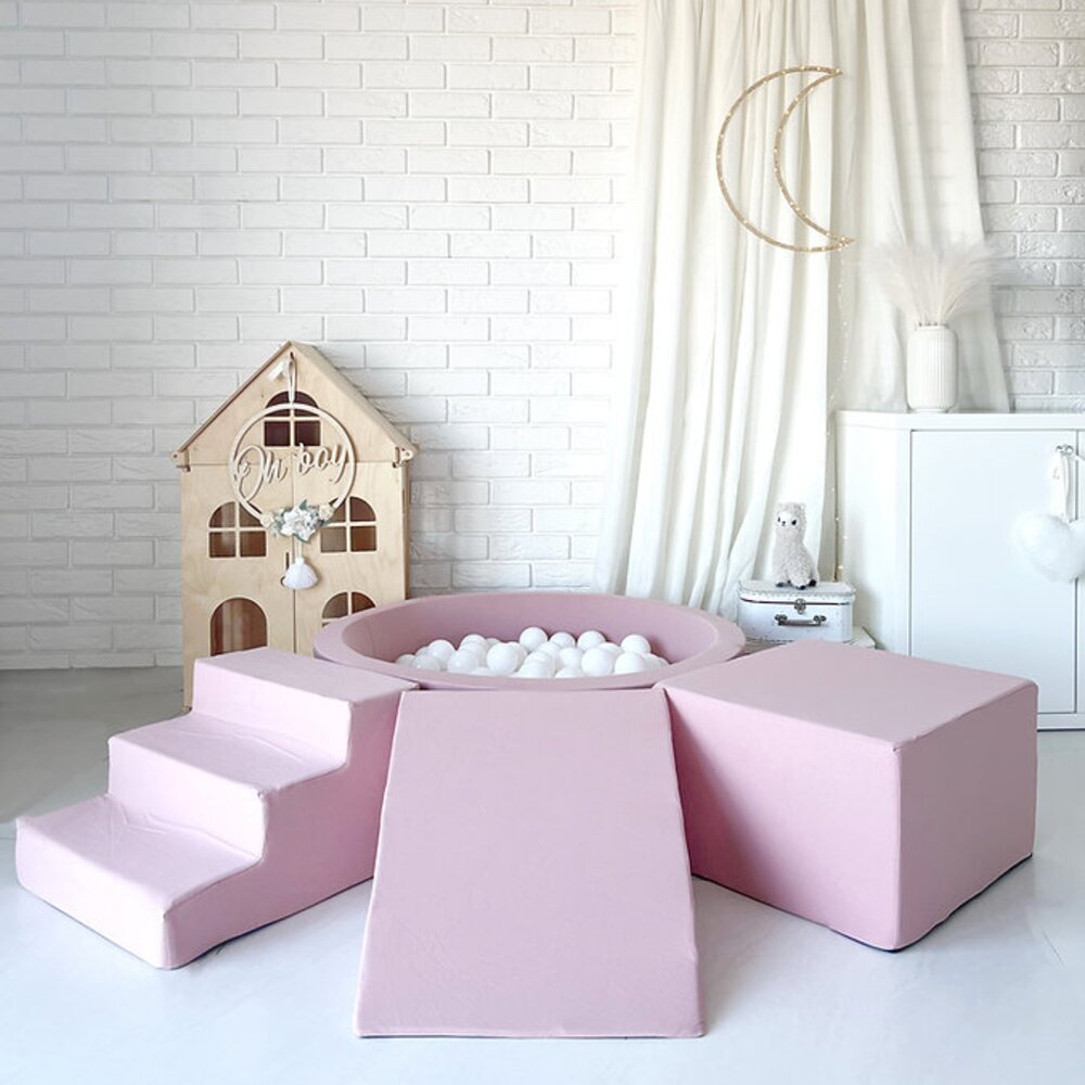 Foam speelset katoen (3st) + ballenbad 90x30 + 200 ballen Pink