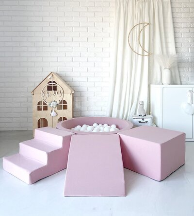 Foam speelset katoen (3st) + ballenbad 90x30 + 200 ballen Pink