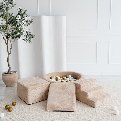 Foam speelset Teddy (3 stuks) + ballenbad 90x30 + 200 ballen Beige