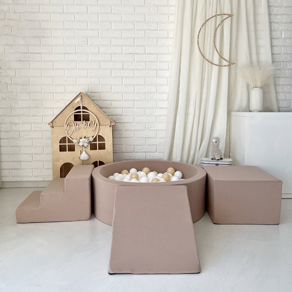 Foam speelset katoen (3st) + ballenbad 90x30 + 200 ballen Beige