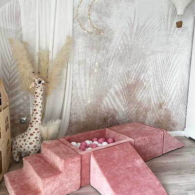 Foam speelset Soft Velvet (5 stuks) + ballenbad 65x35x30 + 100 ballen Soft Pink