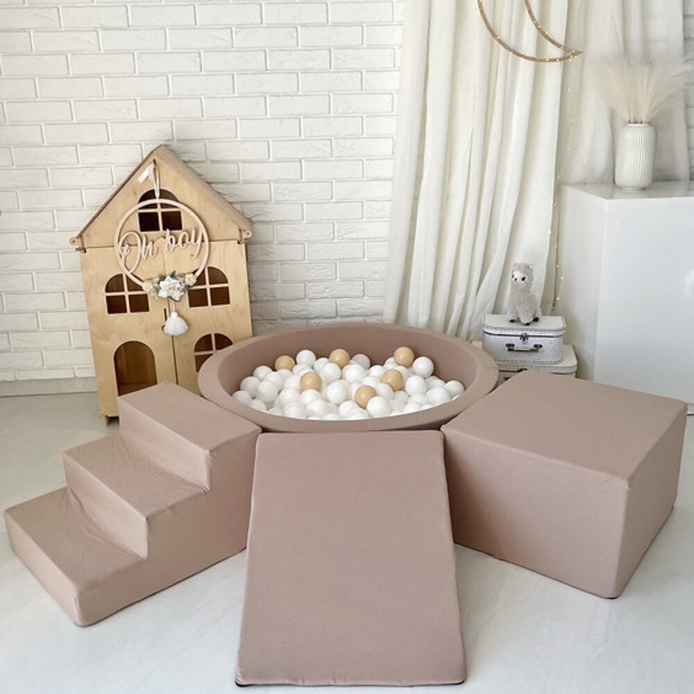 Foam speelset katoen (3st) + ballenbad 90x30 + 200 ballen Beige