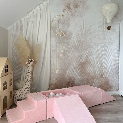 Foam speelset Soft Velvet (5 stuks) + ballenbad 65x35x30 + 100 ballen Soft Pink