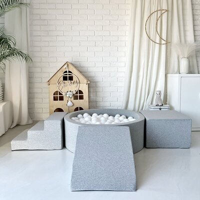 Foam speelset katoen (3st) + ballenbad 90x30 + 200 ballen Light Grey