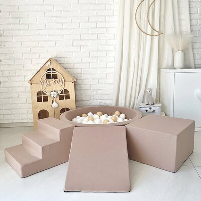 Foam speelset katoen (3st) + ballenbad 90x30 + 200 ballen Beige