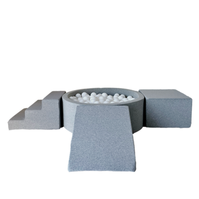 Foam speelset katoen (3st) + ballenbad 90x30 + 200 ballen Light Grey