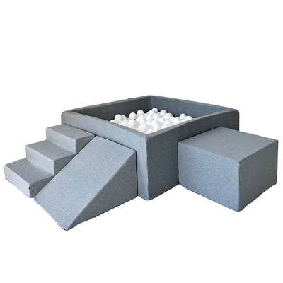 Foam speelset katoen (3st) + ballenbad 106x106x40 + 400 ballen Grey