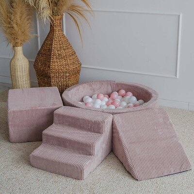 Foam speelset Velvet Rib (3 stuks) + ballenbad 90x30 + 200 ballen Dark pink