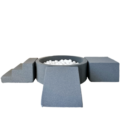 Foam speelset katoen (3st) + ballenbad 90x30 + 200 ballen Grey