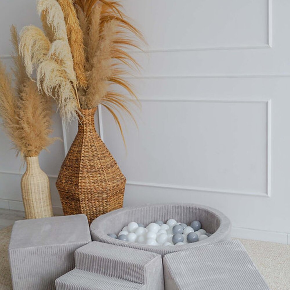 Foam speelset Velvet Rib (3 stuks) + ballenbad 90x30 + 200 ballen Grey