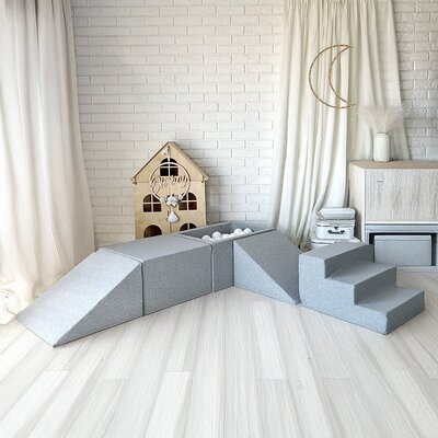 Foam speelset katoen (5 st) + ballenbad 65x35x30 + 100 ballen Light Grey