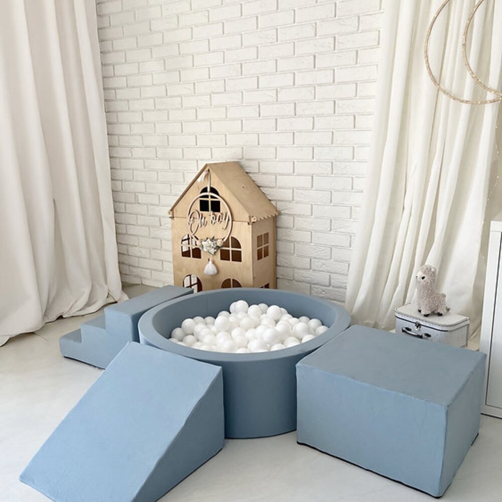 Foam speelset katoen (3st) + ballenbad 90x30 + 200 ballen Blue