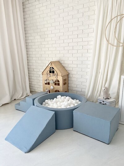 Foam speelset katoen (3st) + ballenbad 90x30 + 200 ballen Blue