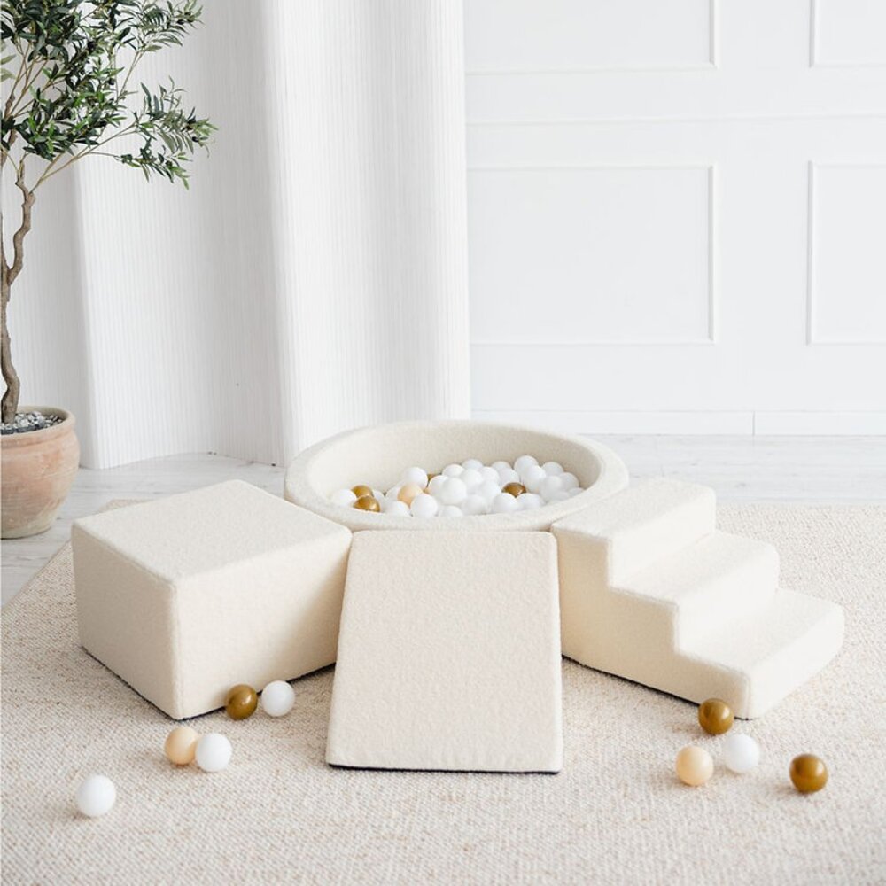 Foam speelset Boucle (3 stuks) + ballenbad 90x30 + 200 ballen Creme