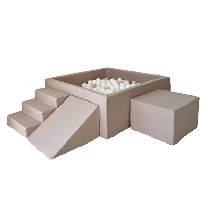 Foam speelset katoen (3st) + ballenbad 106x106x40 + 400 ballen Beige
