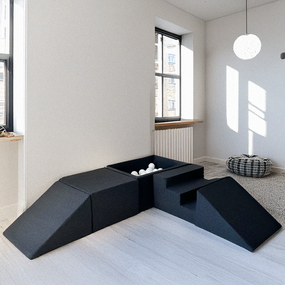 Foam speelset katoen (5 st) + ballenbad 65x35x30 + 100 ballen Graphite