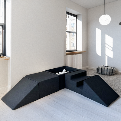 Foam speelset katoen (5 st) + ballenbad 65x35x30 + 100 ballen Graphite