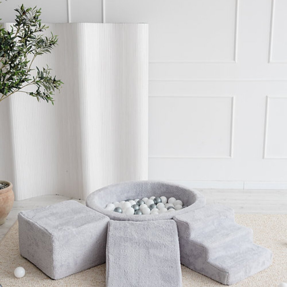 Foam speelset Teddy (3 stuks) + ballenbad 90x30 + 200 ballen Grey