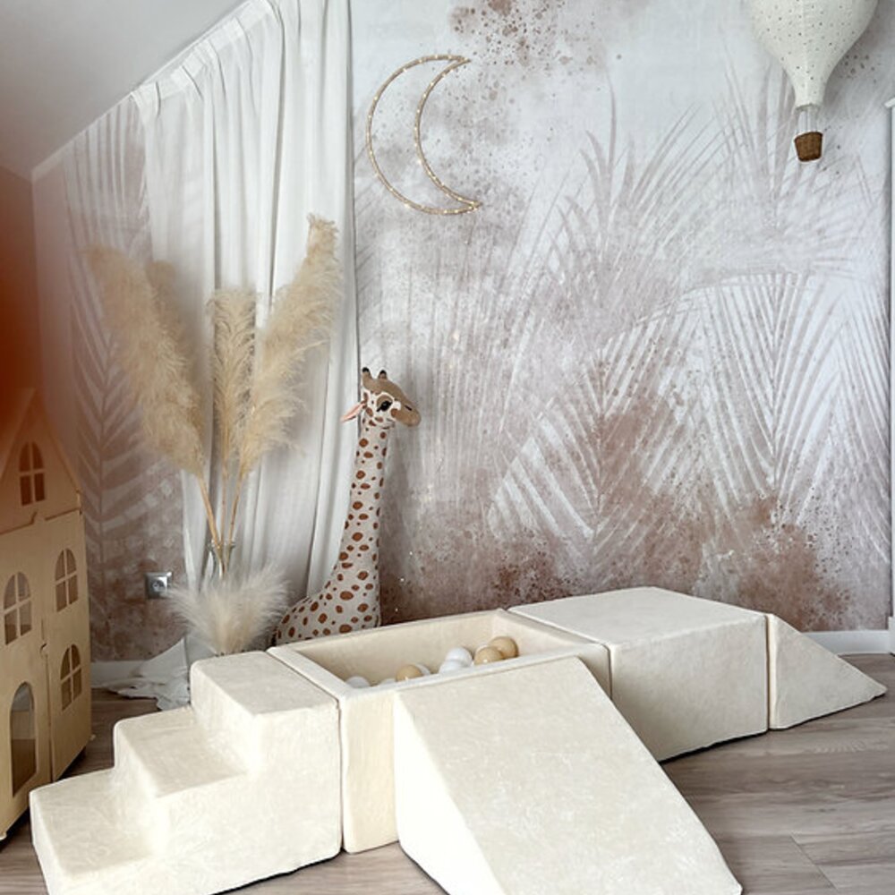 Foam speelset Soft Velvet (5 stuks) + ballenbad 65x35x30 + 100 ballen Ecru