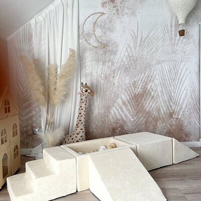 Foam speelset Soft Velvet (5 stuks) + ballenbad 65x35x30 + 100 ballen Ecru