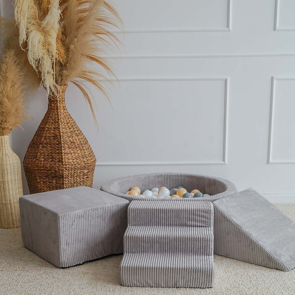 Foam speelset Velvet Rib (3 stuks) + ballenbad 90x30 + 200 ballen Grey