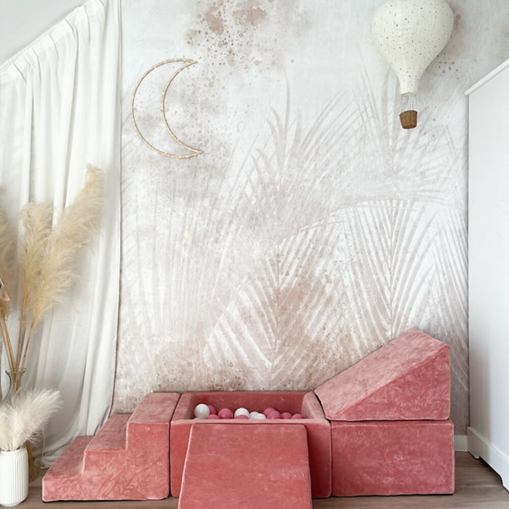 Foam speelset Soft Velvet (5 stuks) + ballenbad 65x35x30 + 100 ballen Soft Pink