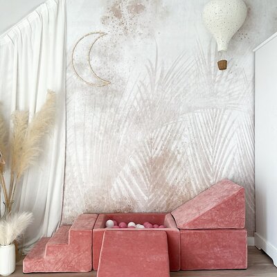 Foam speelset Soft Velvet (5 stuks) + ballenbad 65x35x30 + 100 ballen Soft Pink