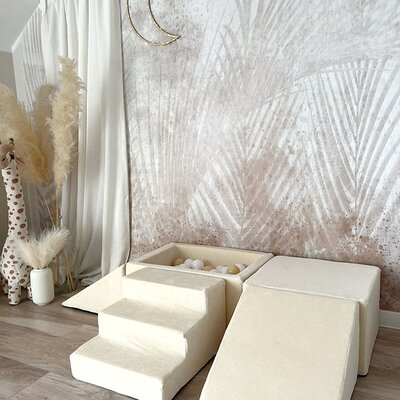 Foam speelset Soft Velvet (5 stuks) + ballenbad 65x35x30 + 100 ballen Ecru