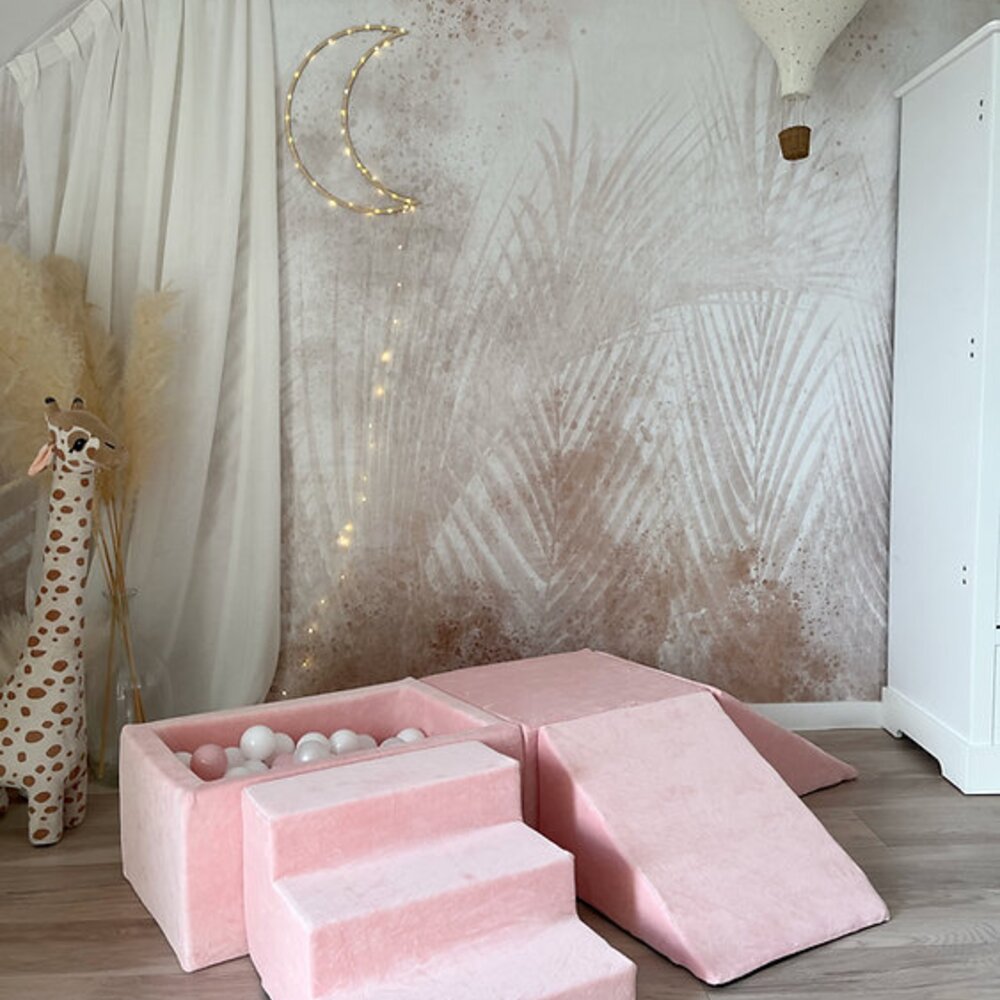 Foam speelset Soft Velvet (5 stuks) + ballenbad 65x35x30 + 100 ballen Soft Pink
