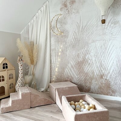 Foam speelset Soft Velvet (5 stuks) + ballenbad 65x35x30 + 100 ballen Dark Beige