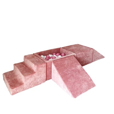 Foam speelset Soft Velvet (5 stuks) + ballenbad 65x35x30 + 100 ballen Soft Pink