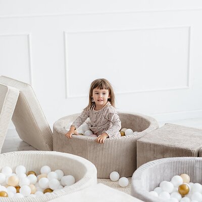 Foam speelset Velvet Rib (3 stuks) + ballenbad 90x30 + 200 ballen Beige