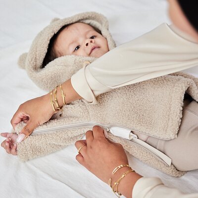 Babyjasje met zijritsen - Easy Zip - Novy teddy Prematuur Beige